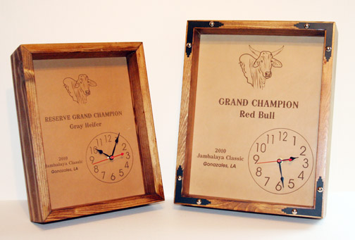 leather engraved clocks